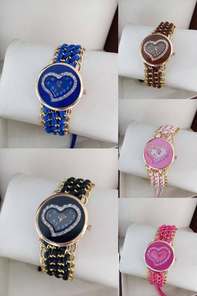 Women's chain Brecelet Analogue Heart shape watch SORO Shop